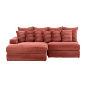 Cardiff canapé d'angle 2-3 places assise profonde en velours côtelé terracotta