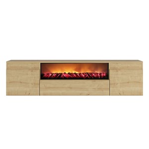 Pyro meuble tv avec cheminée led 180cm aspect bois