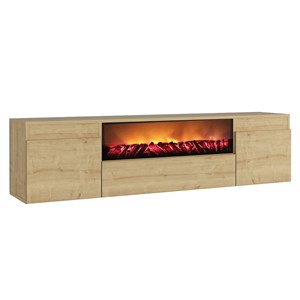 Pyro meuble tv avec cheminée led 180cm aspect bois