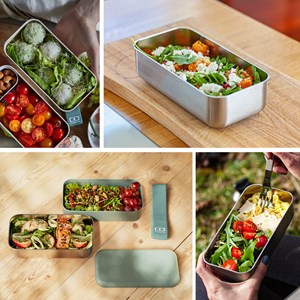 Lunch box métal 2 étages 1,2l vert