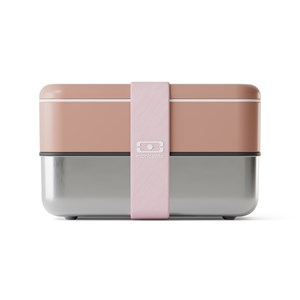 Lunch box métal 2 étages 1,2l rose