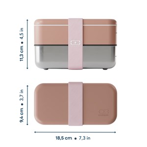 Lunch box métal 2 étages 1,2l rose