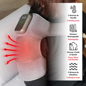Masseur genou épaule chaleur et vibrations sans fil pour douleurs