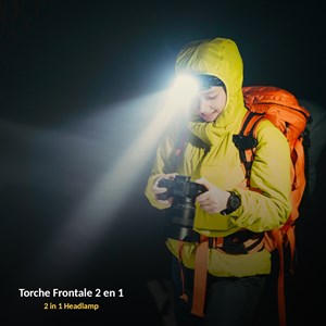 Lampe frontale 2 en 1 led 120 lm cob 170 lm torche détachable