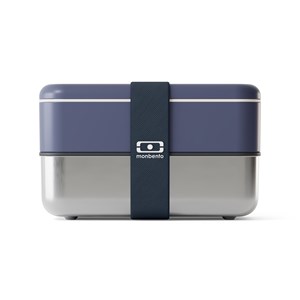 Lunch box métal 2 étages 1,2l bleu