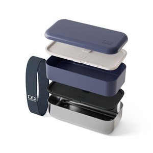 Lunch box métal 2 étages 1,2l bleu