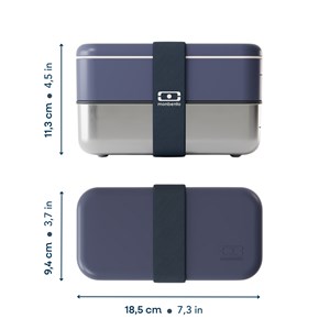 Lunch box métal 2 étages 1,2l bleu