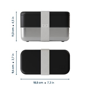 Lunch box métal 2 étages 1,2l noir