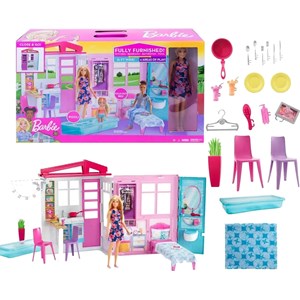Maison de poupée barbie avec accessoires et poupée