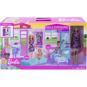 Maison de poupée barbie avec accessoires et poupée