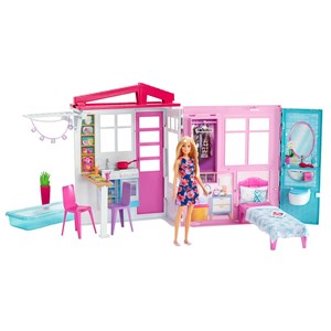 Maison de poupée barbie avec accessoires et poupée