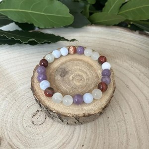 Bracelet ménopause – pierres naturelles 8 mm, apaisement & équilibre féminin