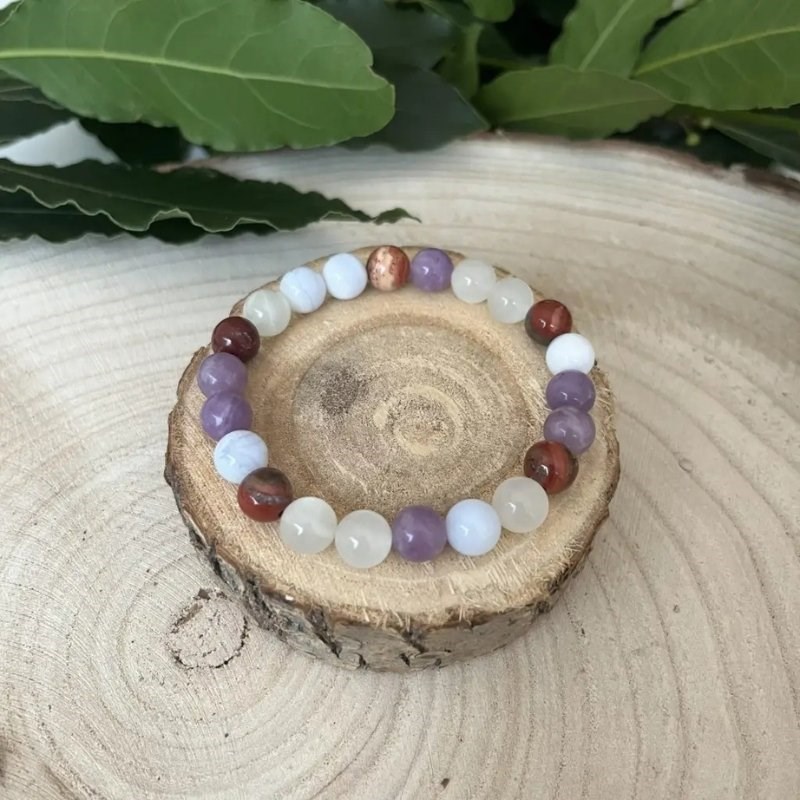 Bracelet ménopause – pierres naturelles 8 mm, apaisement & équilibre féminin