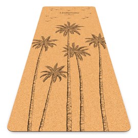 Tapis de yoga royal palm liège & caoutchouc naturel antidérapant + sangle