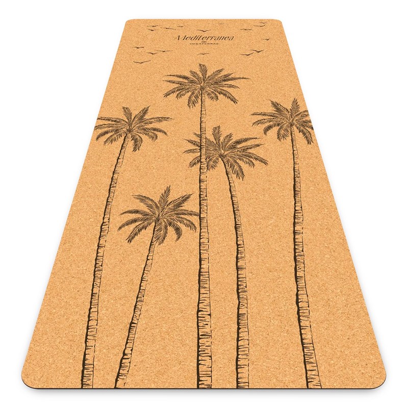 Tapis de yoga royal palm liège & caoutchouc naturel antidérapant + sangle
