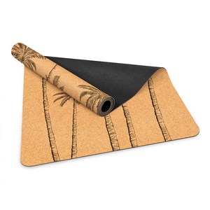 Tapis de yoga royal palm liège & caoutchouc naturel antidérapant + sangle