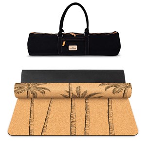 Tapis de yoga liège & caoutchouc naturel antidérapant royal palm avec sangle+sac