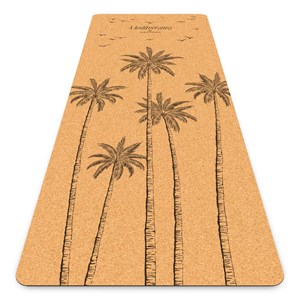 Tapis de yoga liège & caoutchouc naturel antidérapant royal palm avec sangle+sac
