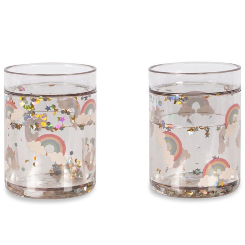 Konges Slojd - Lot de 2 gobelets à paillettes arc-en-ciel