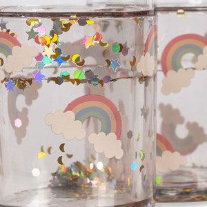 Lot de 2 gobelets à paillettes arc-en-ciel