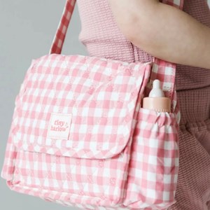 Sac à langer pour poupée avec accessoires vichy