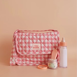 Sac à langer pour poupée avec accessoires vichy