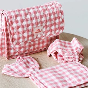 Sac à langer pour poupée avec accessoires vichy