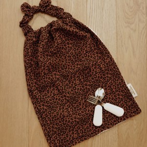 Serviette de cantine gaze léopard marron