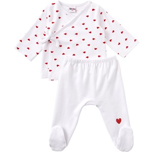 Ensemble cache-coeur + pantalon à pied mon petit coeur (3 mois)
