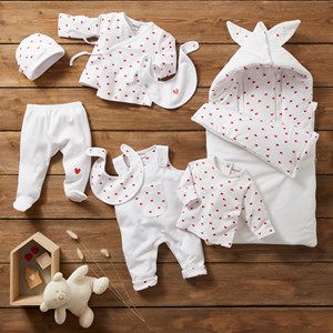 Ensemble cache-coeur + pantalon à pied mon petit coeur (3 mois)