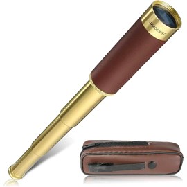 Monoculaire télescopique x25 lentille 30 mm effet cuir nature