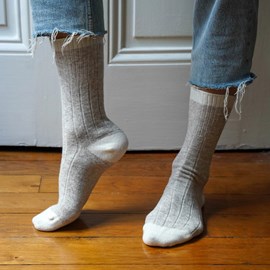 Chaussettes en laine mérinos avec bandes