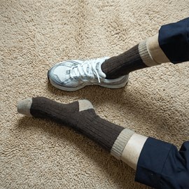 Chaussettes en laine mérinos avec bandes