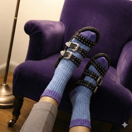 Chaussettes en laine mérinos avec bandes