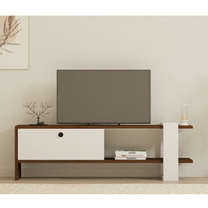 Loom meuble tv bois et blanc avec rangement 120 cm
