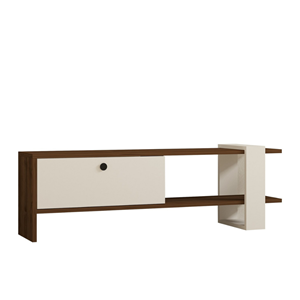 Loom meuble tv bois et blanc avec rangement 120 cm