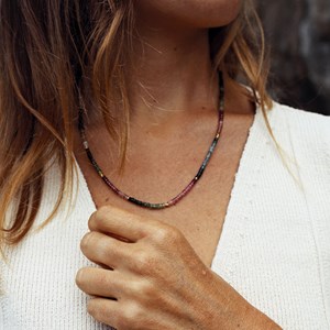 Collier tourmaline multicolore, naturelle et rare