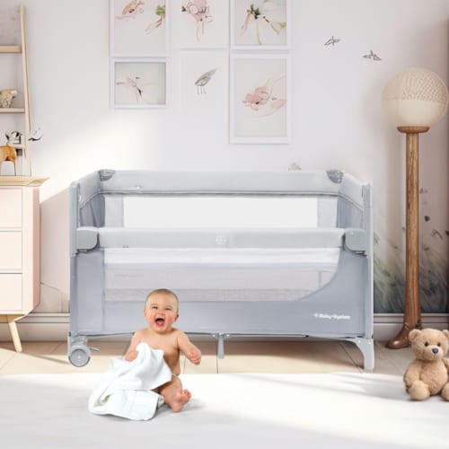 Moby System - Lit parapluie avec table a` langer, matelas, parois ae´re´es, réglage 4 niveaux