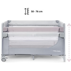 Lit parapluie avec table a` langer, matelas, parois ae´re´es, réglage 4 niveaux