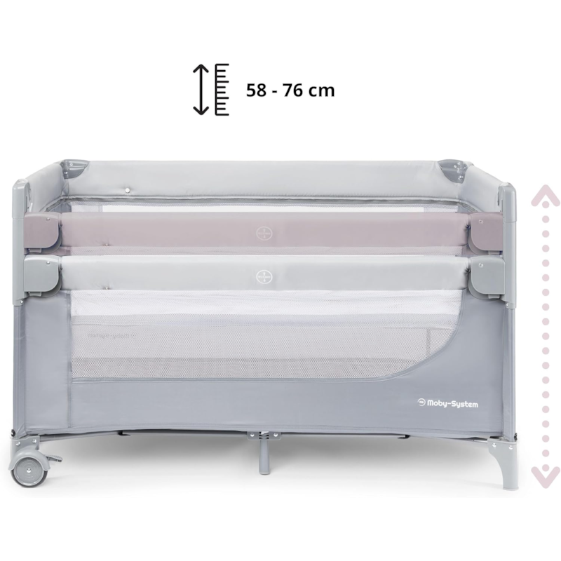 Lit parapluie avec table a` langer, matelas, parois ae´re´es, réglage 4 niveaux (Moby System) - Image 3