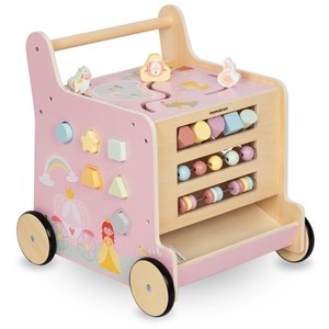 Trotteur bébé en bois avec centre d'activités montessori, trieur, boulier