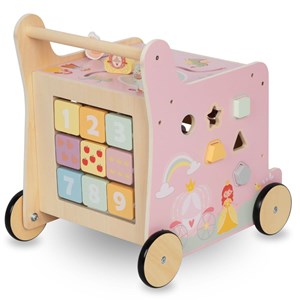 Trotteur bébé en bois avec centre d'activités montessori, trieur, boulier