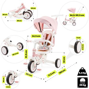 Tricycle bébé évolutif, siège pivotant 360°, vélo enfant, draisienne