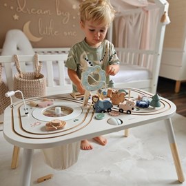 Table d'activités bois- jouet éducatif enfant 3+, boucle motrice avec perles