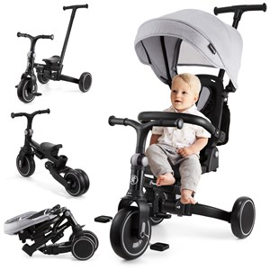 Tricycle bébé évolutif - siège pivotant 360°, vélo enfant, draisienne - gris