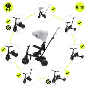 Tricycle bébé évolutif - siège pivotant 360°, vélo enfant, draisienne - gris