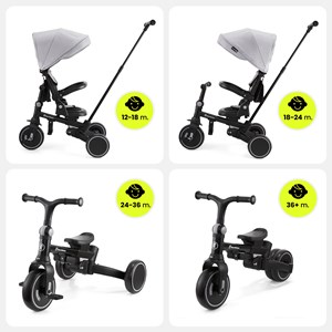 Tricycle bébé évolutif - siège pivotant 360°, vélo enfant, draisienne - gris