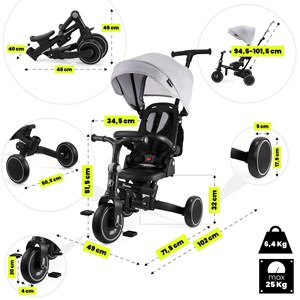 Tricycle bébé évolutif - siège pivotant 360°, vélo enfant, draisienne - gris