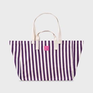 Sac cabas en coton biologique rayé violet et écru