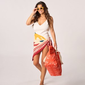 Sac cabas en coton biologique imprimé bandana orange